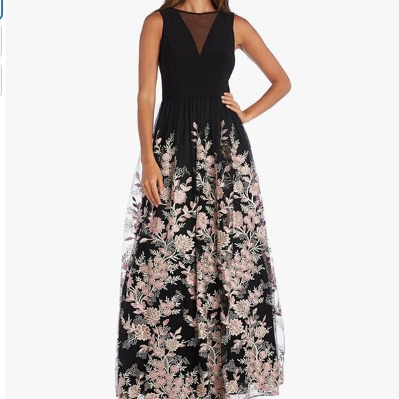 Morgan & Co. Mesh Evening Dress Gown Maxi Embroidered Sister Of Bride 1 - Picture 1 of 8